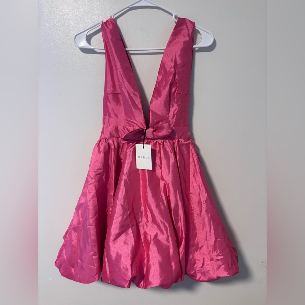 Mable Duri Bow Tied Bubble Hem Mini Dress